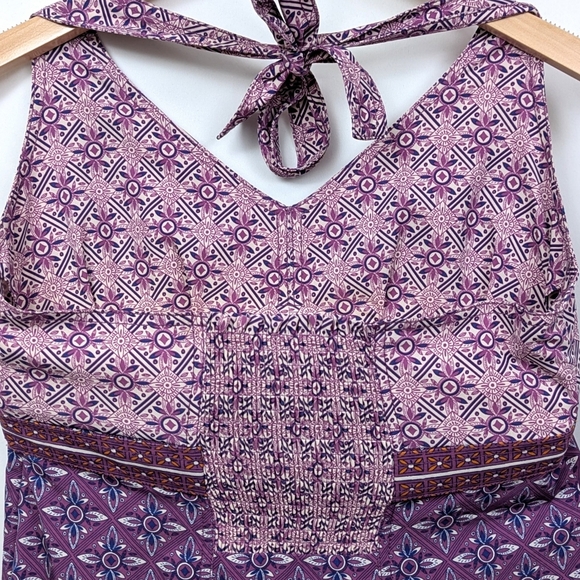 Athleta Pack Everywhere Halter Dress Athleisure Mixed Print Purple size 12 Tall - Picture 6 of 16